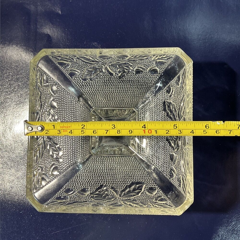Vintage Jeanette Depression Glass Candy Dish w/Lid Square Acorn‎ &Leaves Design - Picture 8 of 13
